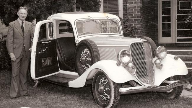 Lewis Bandt with the 1934 Ford coupe utility. Picture: Supplied