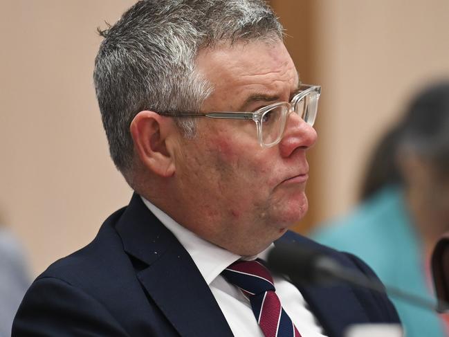 CANBERRA, AUSTRALIA, NewsWire Photos. FEBRUARY 14, 2024: Senator Murray Watt during the Senate Education and Employment Legislation Committee at Parliament House in Canberra. Picture: NCA NewsWire / Martin Ollman