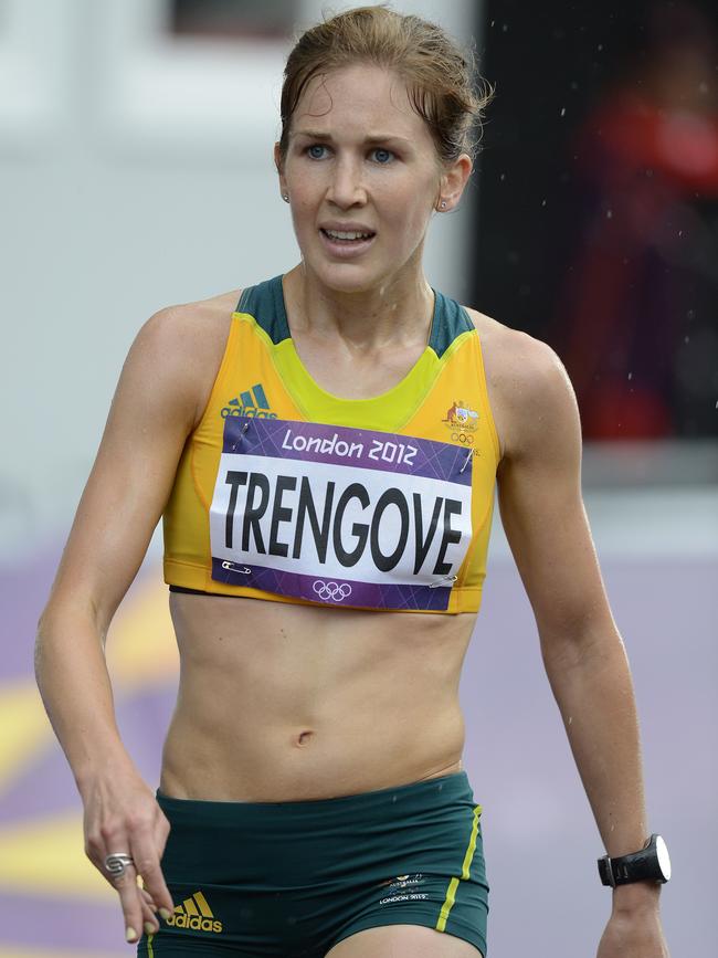 Jessica Trengove after running the Women's Marathon at the Olympic Games in London in 2012. Picture: AAP/Dave Hunt