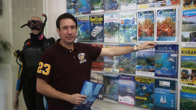 Clint Carroll, of Cairns Dive Adventures on the Esplanade, says a tourism specific assistance package is critical and the industry has contributed more than its fair share in recent decades. Picture: Bronwyn Farr.