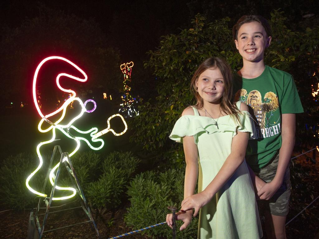 Summer and Dominic Smith. Opening of Toowoomba's Christmas Wonderland in Queens Park. Saturday, December 4, 2021. Picture: Nev Madsen.