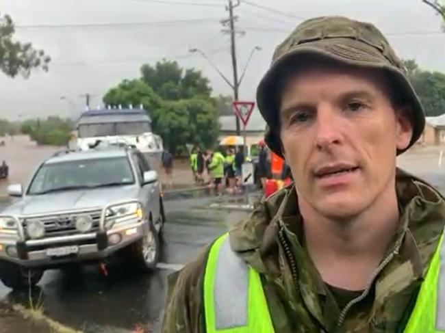 Army Lieutenant Ben Fischer and his troops have been helping the community in Lismore. Picture: Stuart Cumming