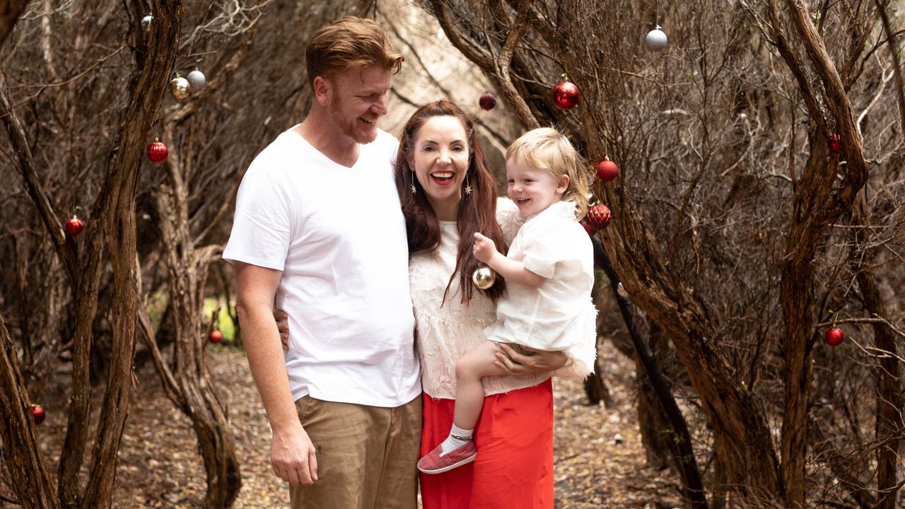 Julie Muir with husband Cameron and their son Solas. Picture: supplied