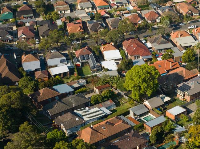 SYDNEY, AUSTRALIA - NewsWire Photos SEPTEMBER 14 2023. Generic housing & real estate house generics. Pic shows aerial view of suburban rooftops in Summer Hill, taken by drone. Picture: NCA NewsWire / Max Mason-Hubers