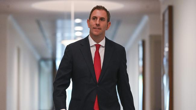 Federal Treasurer Jim Chalmers holds a press conference at Parliament House in Canberra. Picture: NCA NewsWire / Martin Ollman