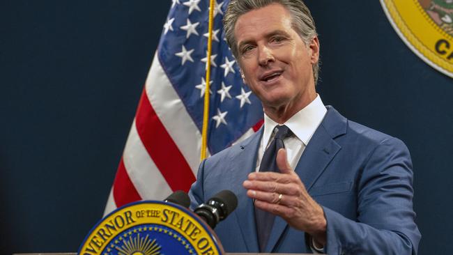 California Governor Gavin Newsom has dared border tsar Tom Homan to arrest him as he threatened to. Picture: AP.