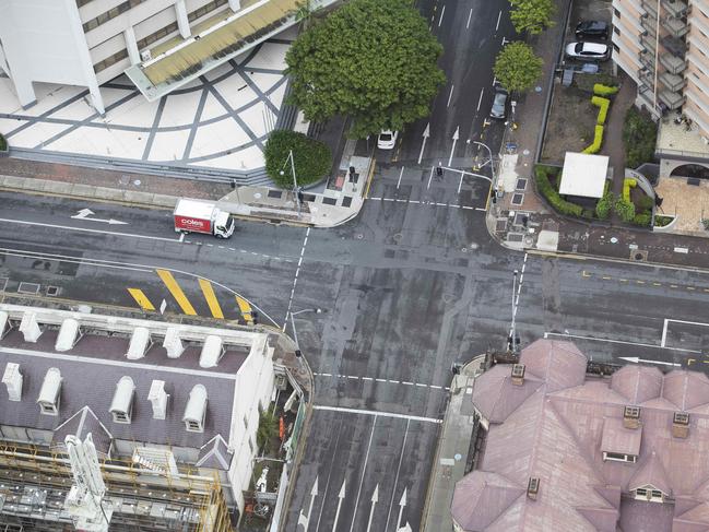 An empty Margaret and George street intersection. Picture: News Corp/Attila Csaszar