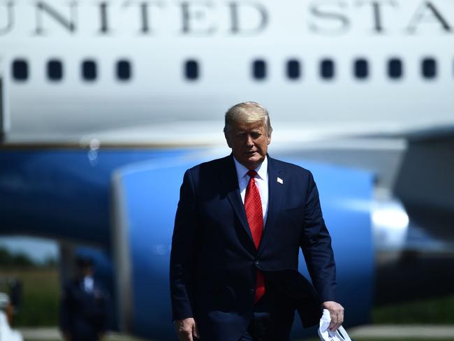 US President Donald Trump arrives at a campaigning event in Minnesota. Picture: AFP