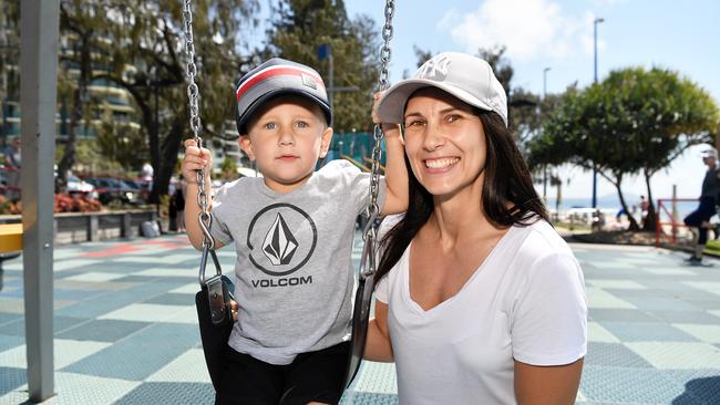 Out and about at Mooloolaba Beach are Megan and Chase Every, 3.