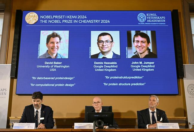 The 2024 chemistry Nobel prize was awarded to Americans David Baker and John Jumper, together with Briton Demis Hassabis