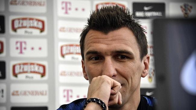 Croatia forward Mario Mandzukic speaks to media ahead of the World Cup semi-final against England. Photo: AFP