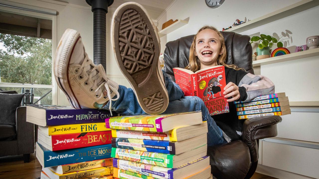 Natalie, 11, loves to read funny books, especially by British comedian and author David Walliams and Andy Griffiths’ Treehouse series, which have inspired her own writing. Picture: Jake Nowakowski