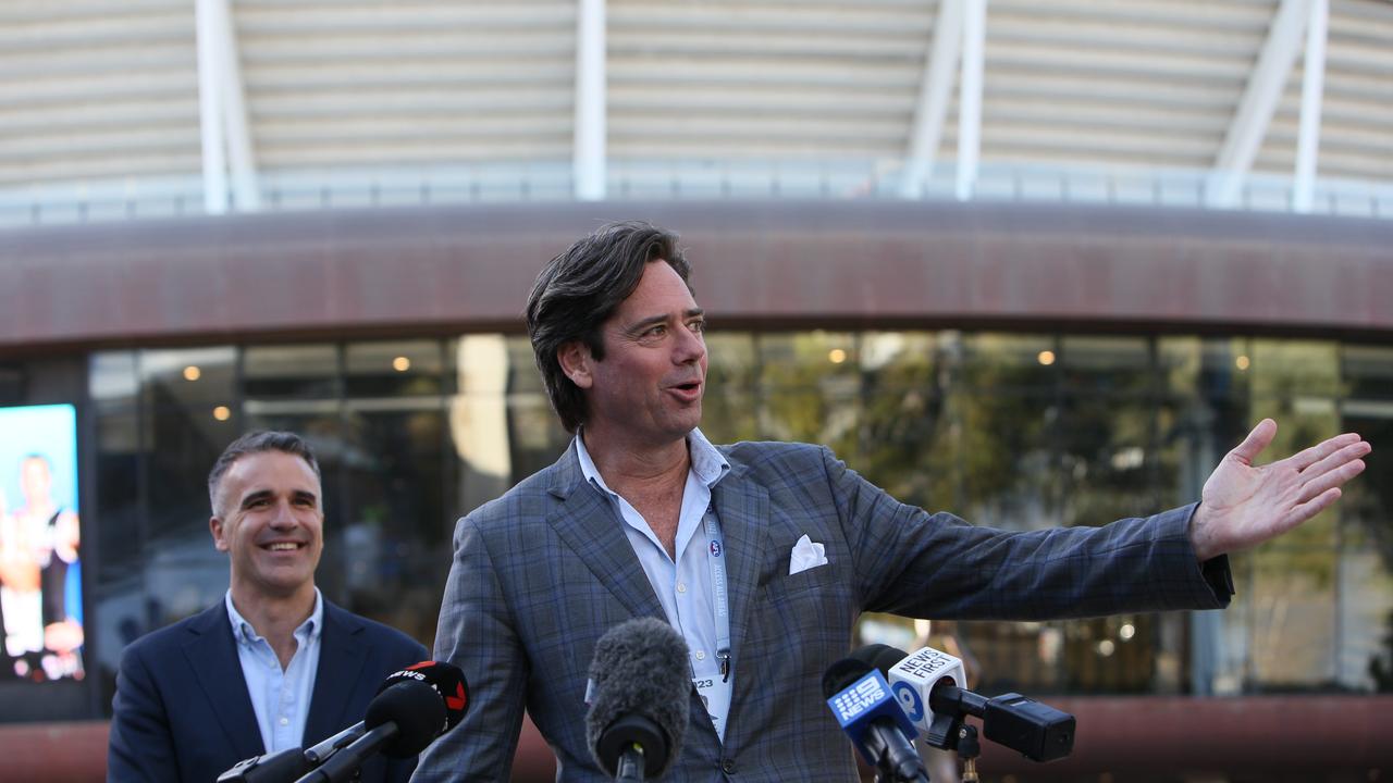 Gillon McLachlan was in his element over the past week in Adelaide. Picture: Emma Brasier