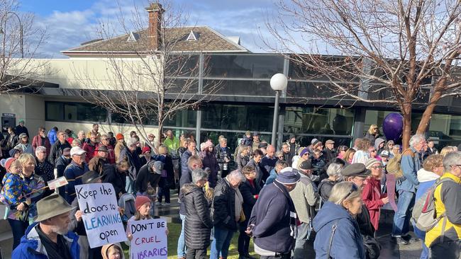 Rally at Geelong West library.