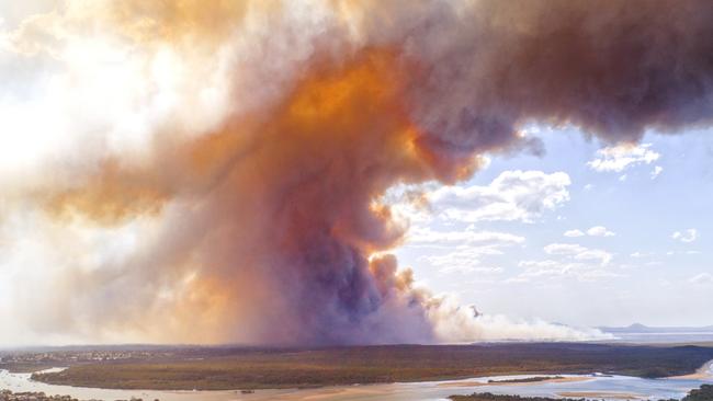 The Cooroibah fire earlier this week. Picture: Paul Smith Images