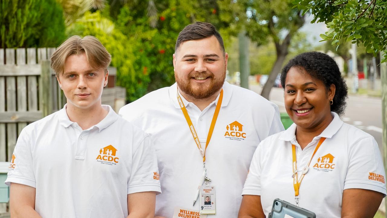 Selectability's Jared Zenger, Brayden Hall, Emily Forova have door knocked throughout Townsville for the ACDC project. Picture: CMHA.