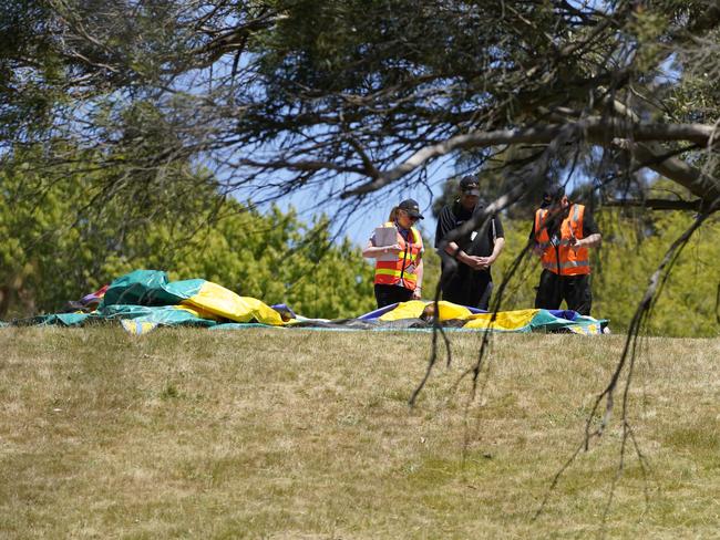 Investigators at the scene on Thursday. Picture: Rob Burnett