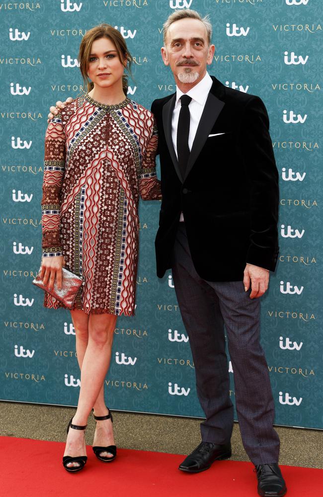 Adrian Schiller (with <i>Victoria</i> co-star Sophie Cookson) in 2016. Picture: Tristan Fewings/Getty Images