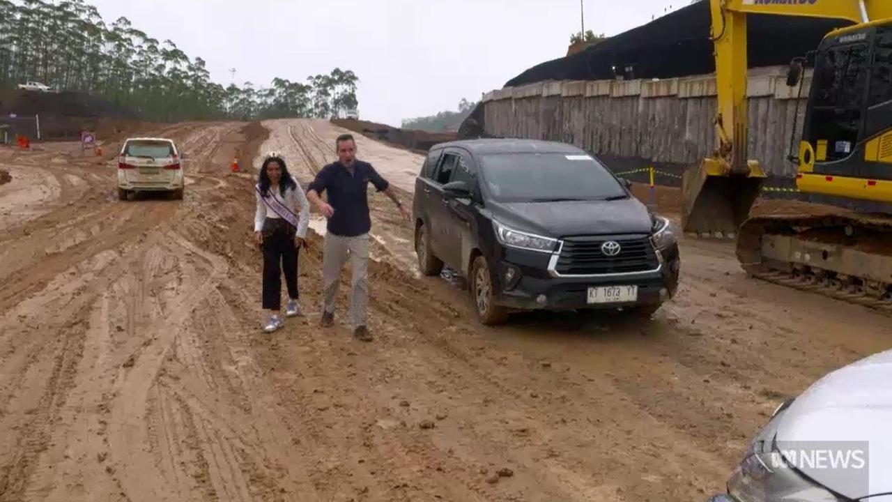 ABC’s Foreign Correspondent crew had trouble even getting to the new capital without a four-wheel drive. Picture: ABC/ Foreign Correspondent