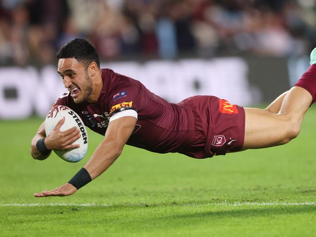 Valentine Holmes in action for the Maroons. Picture: Peter Wallis