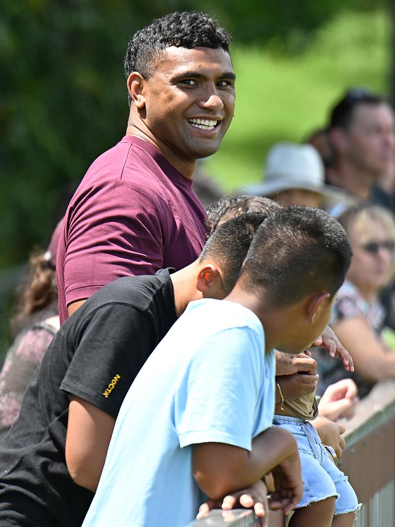 TPJ at Broncos training. Picture: Lyndon Mechielsen