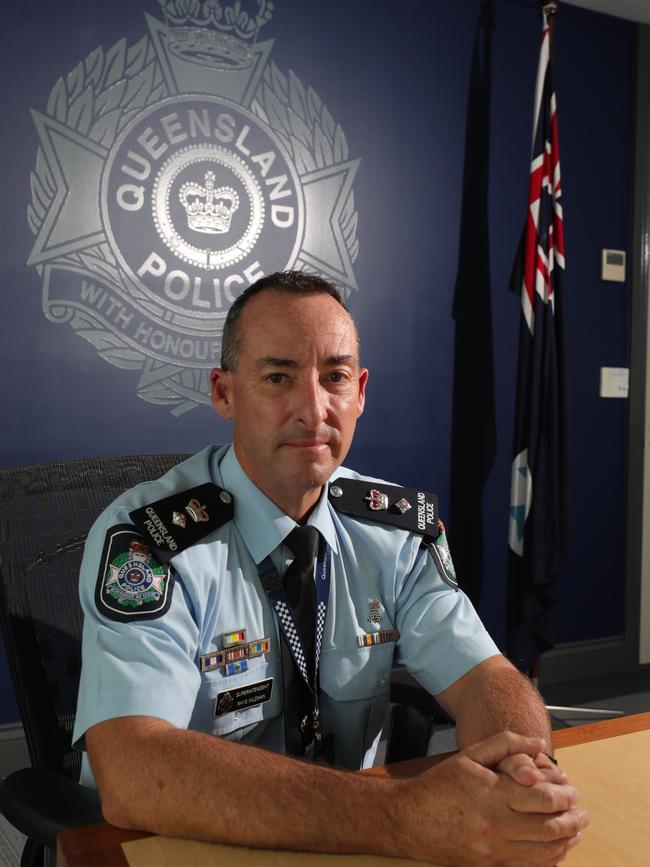 Acting Chief Superintendent Rhys Wildman at Surfers Paradise Police HQ. Picture: Glenn Hampson