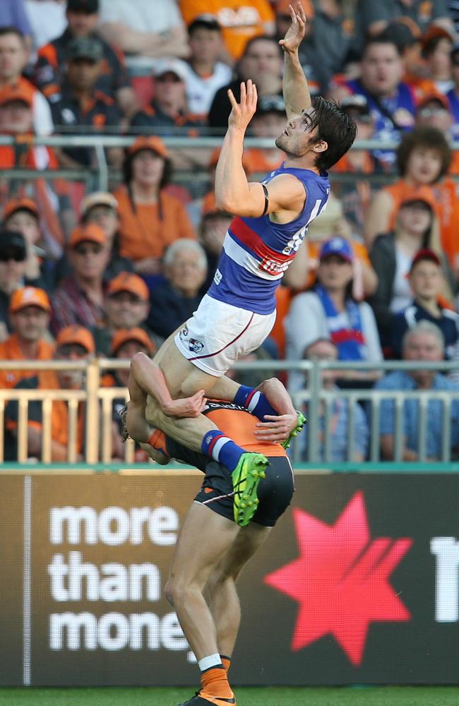 Easton Wood takes a big mark in the preliminary final. Picture: Michael Klein