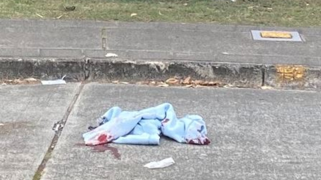 A bloody cloth at the scene of the incident. Picture: Greg Stolz