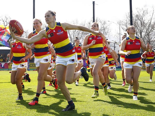 The Crows run out onto Punt Rd oval for their Round 2 contest against Richmond – a side they’d never played before. Picture: Getty