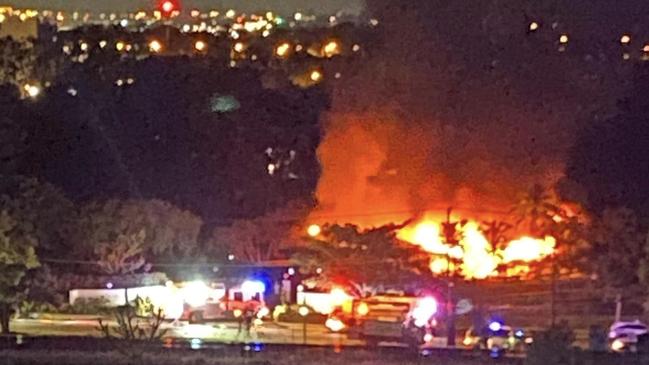 Brisbane Golf Club ablaze on Thursday night. Picture: Christine Furness/Facebook