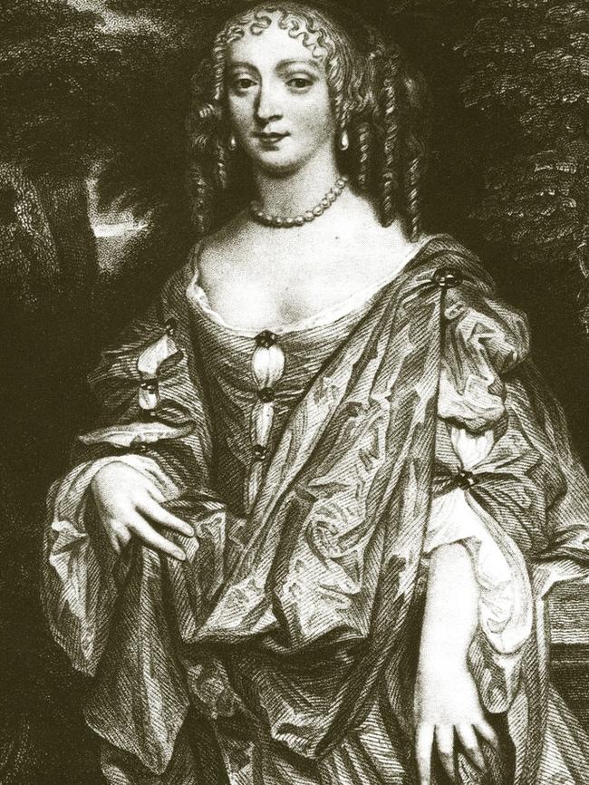 A 17th century engraving of actor Nell Gwynn, mistress of King Charles II.