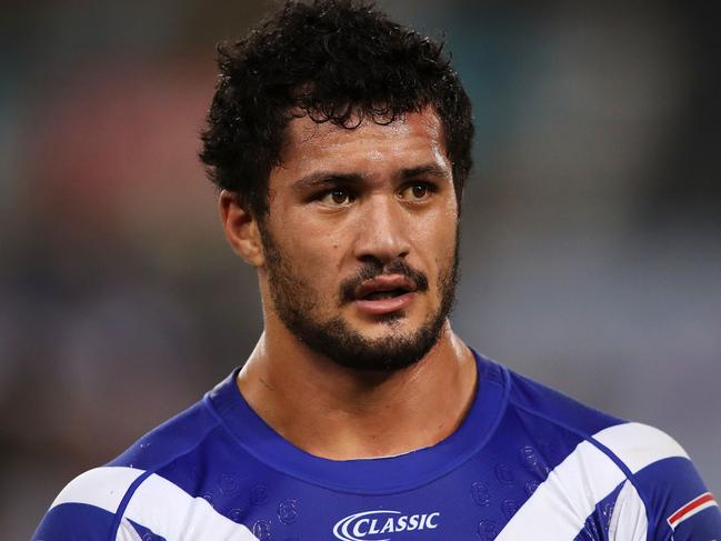 SYDNEY, AUSTRALIA - APRIL 19: Corey Harawira-Naera of the Bulldogs looks dejected after defeat during the round 6 NRL match between the Canterbury-Bankstown Bulldogs and the South Sydney Rabbitohs at ANZ Stadium on April 19, 2019 in Sydney, Australia. (Photo by Mark Kolbe/Getty Images)