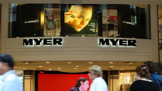 SYDNEY, AUSTRALIA : NewsWire Photos - DECEMBER 02 2024; People seen walking past the Myer Retail stores in Pitt street Mall in the Sydney CBD with its Christmas decorations on display with only four weeks till Christmas. Picture: NewsWire / Gaye Gerard