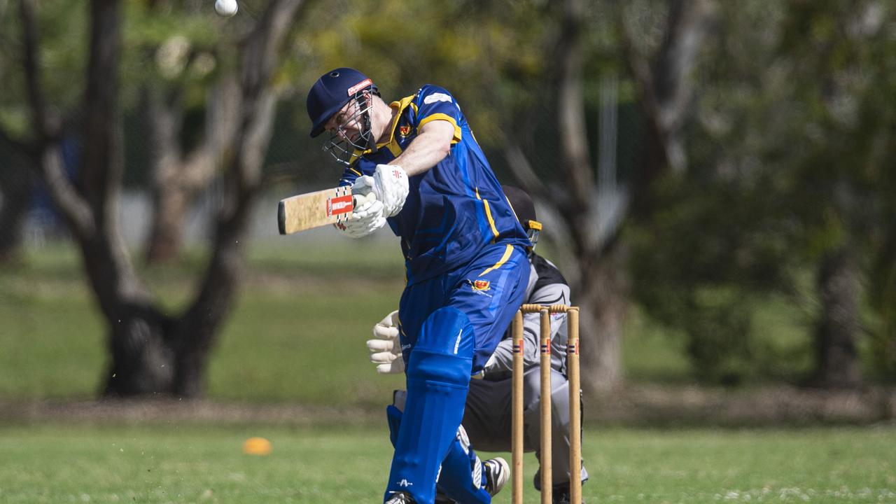 Adrian Mayers bats for University against Southern District Magpies in round 2 Reserve grade One Day Toowoomba Cricket at Middle Ridge Park, Saturday, October 12, 2024. Picture: Kevin Farmer