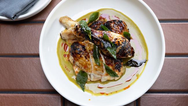 Lemon molasses-glazed chicken with curry sauce. Picture: David Kelly