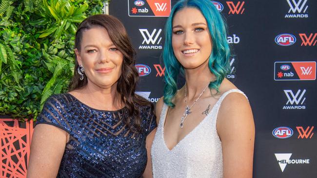 Harris with her mum Lisa at the recent AFLW Awards. Picture: Jason Edwards