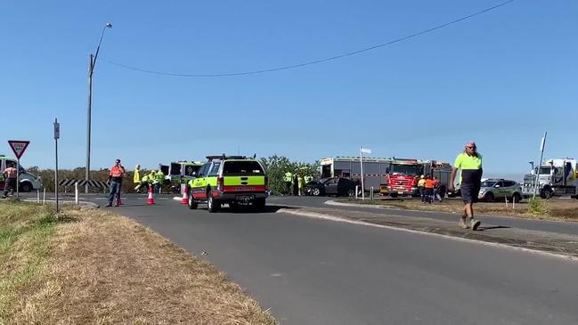 Truck rolls over after peak hour crash on major Mackay road