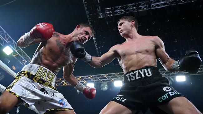 Nikita Tszyu has beaten Danilo Creati (left) and Koen Mazoudier in his last two fights. Picture: No Limit Boxing