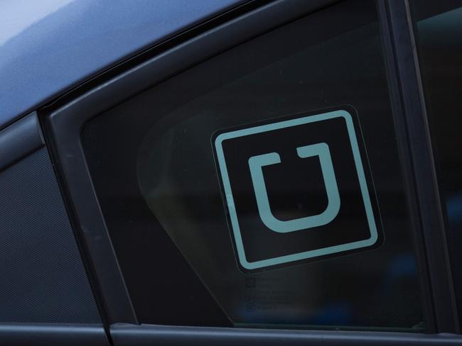 The Uber logo in a car in Washington. Picture: AFP