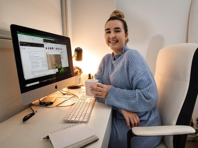 Kitch Catterrall at her home office for MoneysaverHQ cover story about tax deductions for people working from home. (Photos embargoed until June 15). Picture: Tony Gough