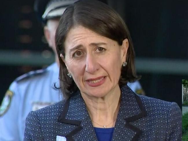 Gladys Berejiklian speaks to the media today. Picture: Screengrab