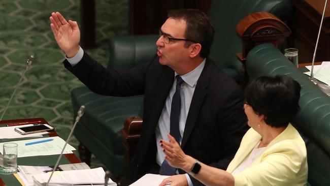 Opposition Leader Steven Marshall makes a point. Picture: Calum Robertson