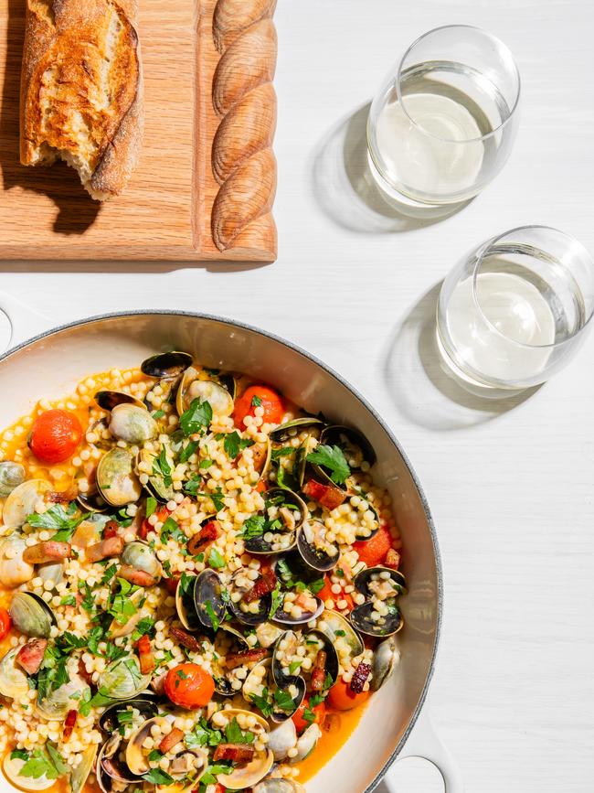 Vongole, fregola, tomatoes guanciale by Elizabeth Hewson. Picture: Nikki To