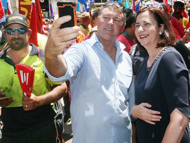 Premier Annastacia Palaszczuk with former CFMEU representative David Hanna