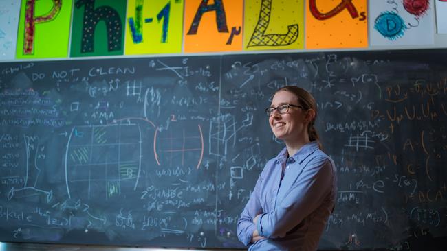 Professor Phiala Shanahan in teaching mode at MIT in Boston. Picture: Gretchen Ertl