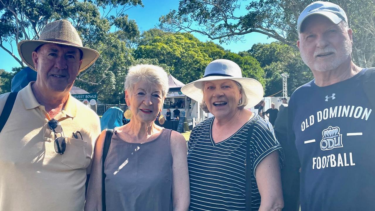 Ross Campbell, Kay Walker, Connie Campbell and Garry Walker at the Noosa Alive festival on Sunday July 30, 2023.