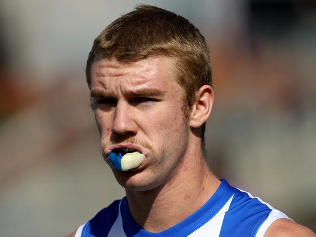 VFL: Coburg v North Melbourne: Jason Horne-Francis of North Melbourne on Saturday 13th of August, 2022 in Coburg, Victoria, Australia.Photo: Hamish Blair