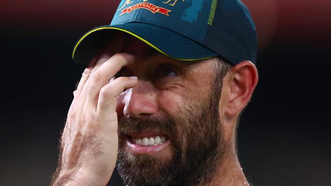 Australia's Glenn Maxwell gestures during the first Twenty20 international cricket match between Australia and Pakistan at The Gabba in Brisbane on November 14, 2024. (Photo by Pat HOELSCHER / AFP) / -- IMAGE RESTRICTED TO EDITORIAL USE - STRICTLY NO COMMERCIAL USE --