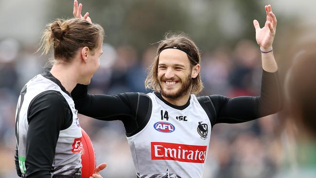 Tom Langdon and James Aish have a laugh. Picture: Michael Klein