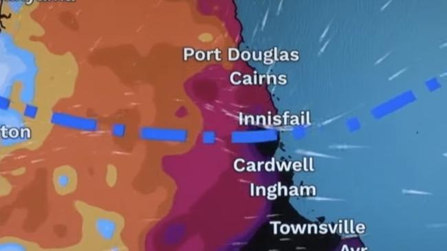 The bureau has issued further severe flood warnings for residents from Cairns to Mackay, with life-threatening levels of rain expected to continue all weekend. Meteorologists have warned up to 1m of rainfall could hit the coast over the next few days. Picture: BOM